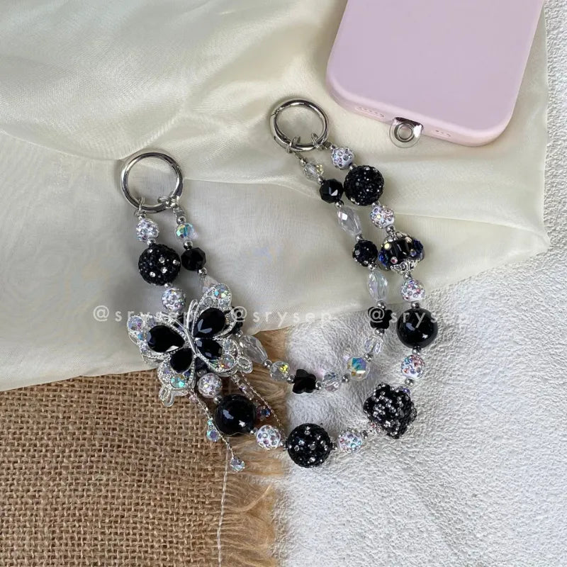 Handmade Diamonds Butterfly Crystal Beads Charm for All Phone Case Pad Case Bumper, DIY Keychian Bag Chain