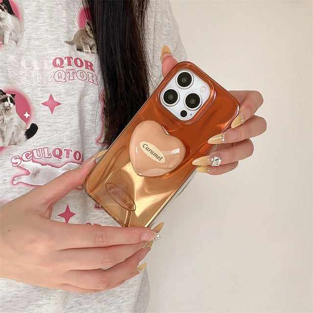 Heart Shaped Phone Grip Kickstand PopSockets Gradient Color Phone Case For iPhone 17 16 15 14 13 12 11 Pro Max Plus