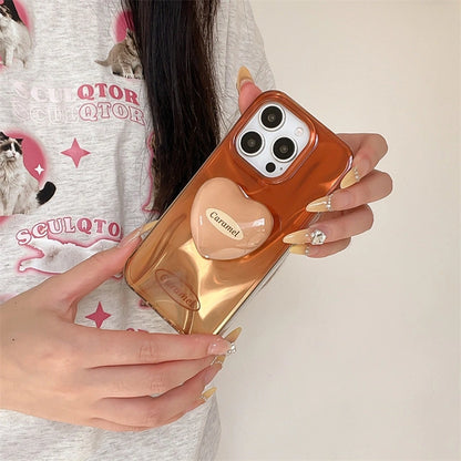 Heart Shaped Phone Grip Kickstand PopSockets Gradient Color Phone Case For iPhone 17 16 15 14 13 12 11 Pro Max Plus