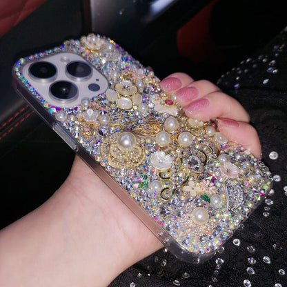 Magnifique cristal et perle scintillants avec des fleurs