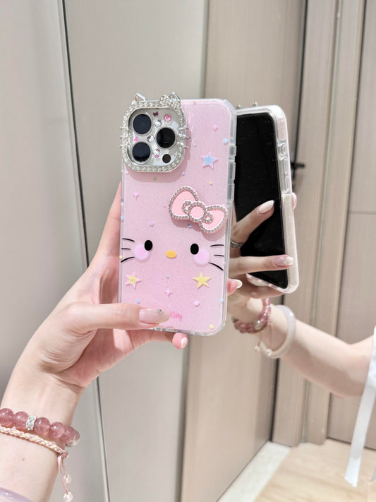 Kitty Pink Glitter Lens Cat Ears Cute Kawaii Phone Case