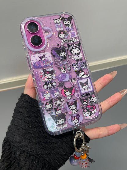kuro Purple Glitter Clear Cute Kawaii Phone Case