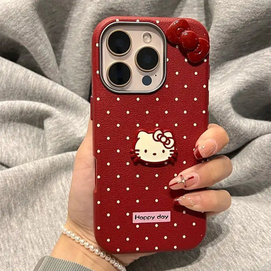 Cute 3D Bow Kitty Cartoon Phone Case for iPhone Kitten Back Cover