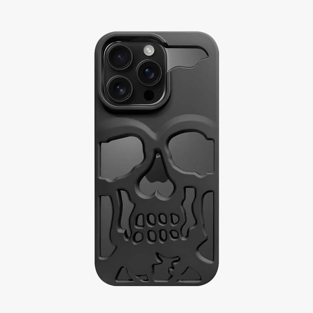 Coque iPhone en TPU ajouré à motif crâne électroplaqué et givré