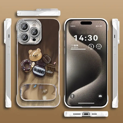 Foldable Mirror Stand Phone Case For iPhone Back Cover