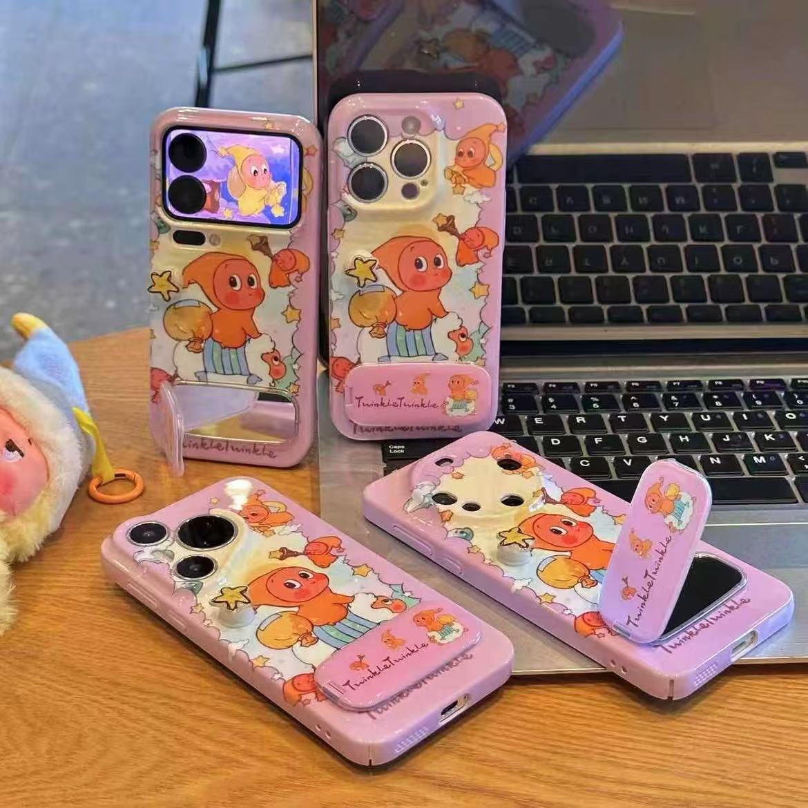 Cute Twinkle Cartoons Mirror Kickstand Case For iPhone 17 16 15 14 13 12 11 Pro Max Plus XR XS