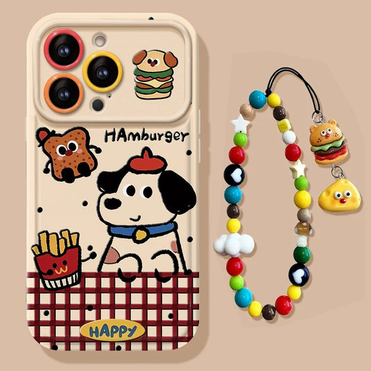 Puppy Hamburger Flip Mirror Phone Case