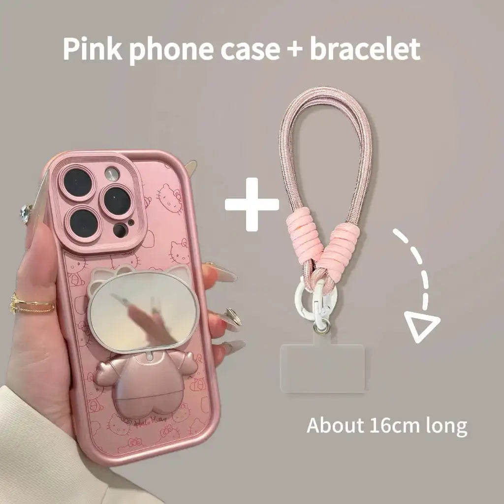 Pink Kitten with Rotating Mirror Kickstand