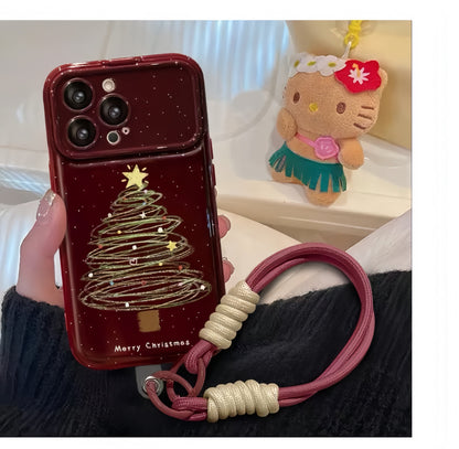 Christmas Tree Flip Phone Case with Mirror and Stand