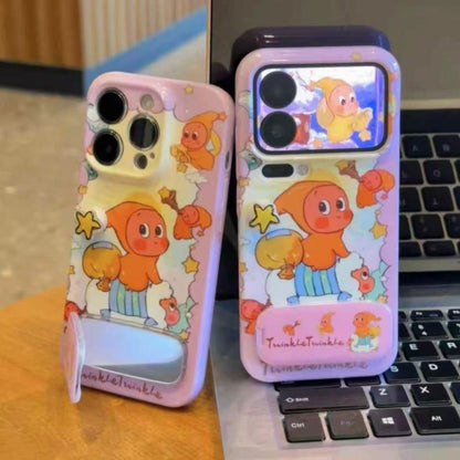 Cute Twinkle Cartoons Mirror Kickstand Case For iPhone 17 16 15 14 13 12 11 Pro Max Plus XR XS