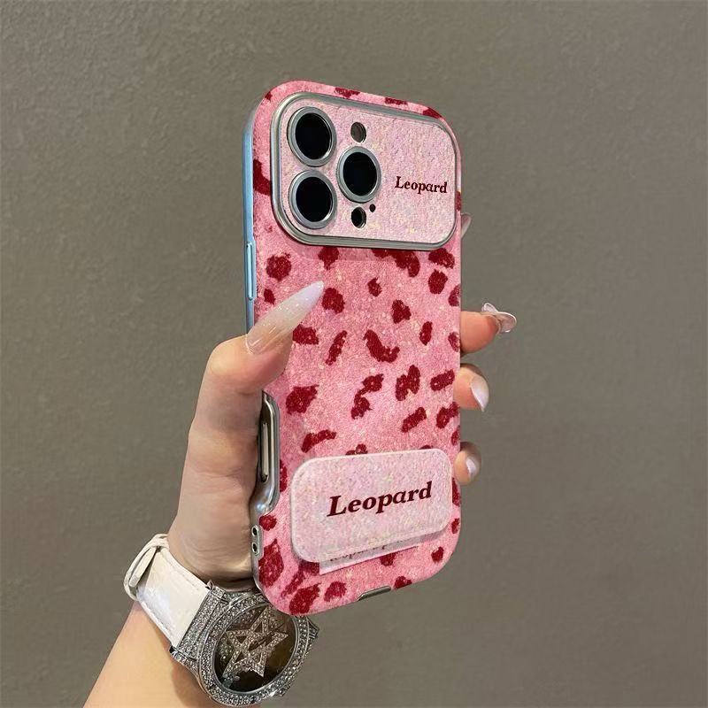 Pink Leopard Glitter Phone Case For iPhone 17 16 15 14 13 12 Pro Max Plus 11 XR