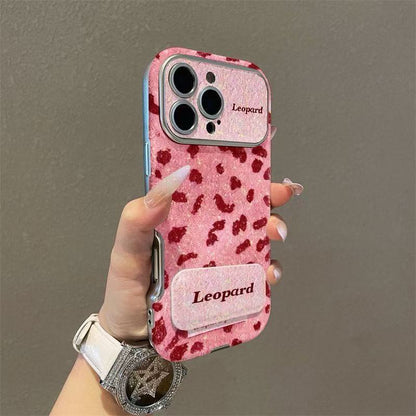 Pink Leopard Glitter Phone Case For iPhone 17 16 15 14 13 12 Pro Max Plus 11 XR
