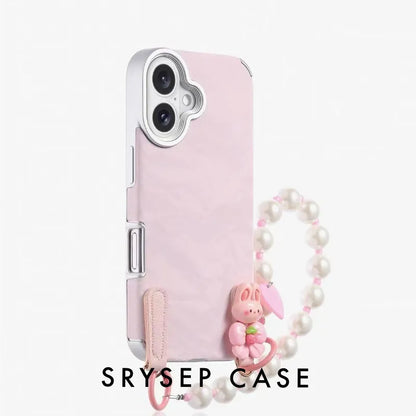 Cartoon Kitty Phone Case For iPhone 17 16 15 14 13 12 11 Pro Max Plus With Pearls Charm