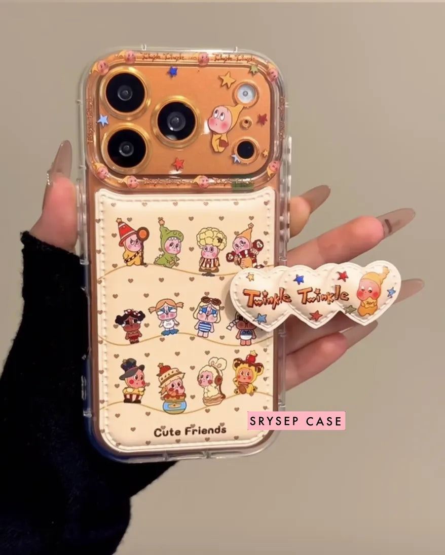 Cute Twinkle Heart Kickstand Phone Case For iPhone 17 16 15 14 13 Pro Max Plus