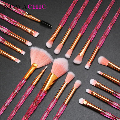 20Pcs Flash Diamond Makeup Brushes Powder Foundation Blush Blending Eyeshadow Lip Cosmetic Brush