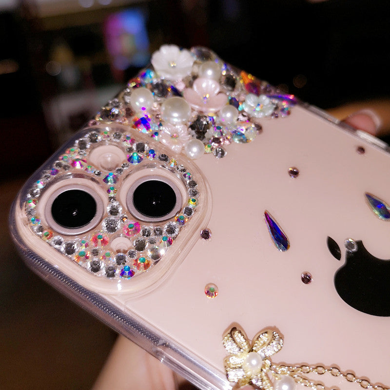 Coque iPhone faite main minimaliste à strass