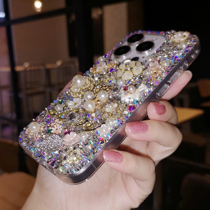 Magnifique cristal et perle scintillants avec des fleurs