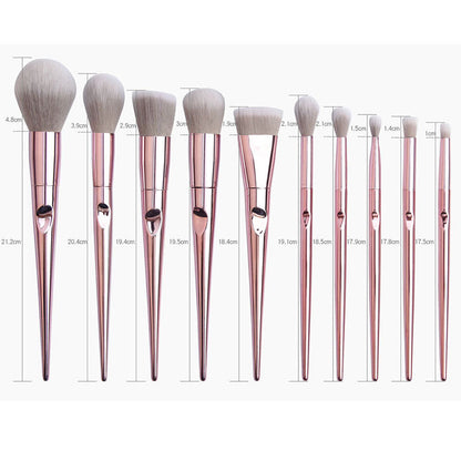 10pcs Pink Makeup Brushes Set With Bag Powder Foundation Blush Eyeshadow Lip Cosmetic Beauty Brush