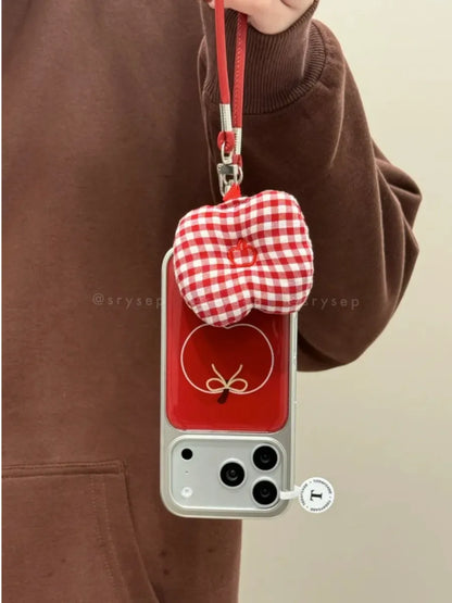 Red Apple Cover Silver Phone Case For iPhone 17 16 15 14 13 Pro Max Plus