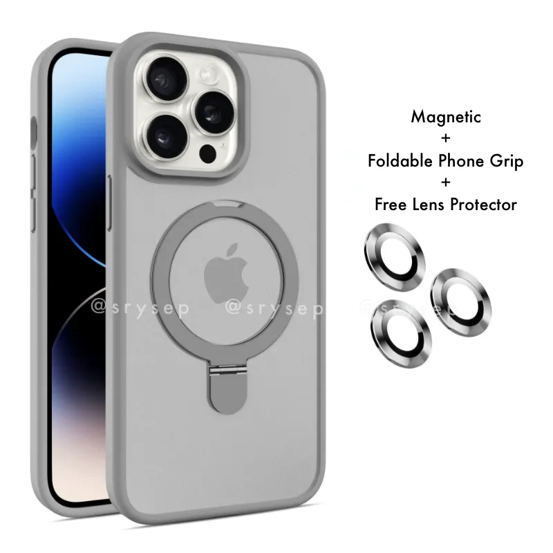 Magsafe Foldable Phone Grip Case and Free Lens Protector For iPhone 17 16 15 14 13 12 11 Pro X Max 7 8 Plus Magnetic Cover