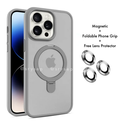 Magsafe Foldable Phone Grip Case and Free Lens Protector For iPhone 17 16 15 14 13 12 11 Pro X Max 7 8 Plus Magnetic Cover