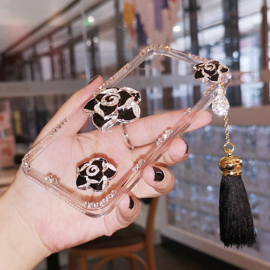 Handmade iPhone Case Minimalist Camellia Back Cover Case for iPhone 16 15 14 13 12 11 Plus Pro Max