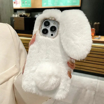 Cute Rabbit Velvet Plush Phone Case for iPhone