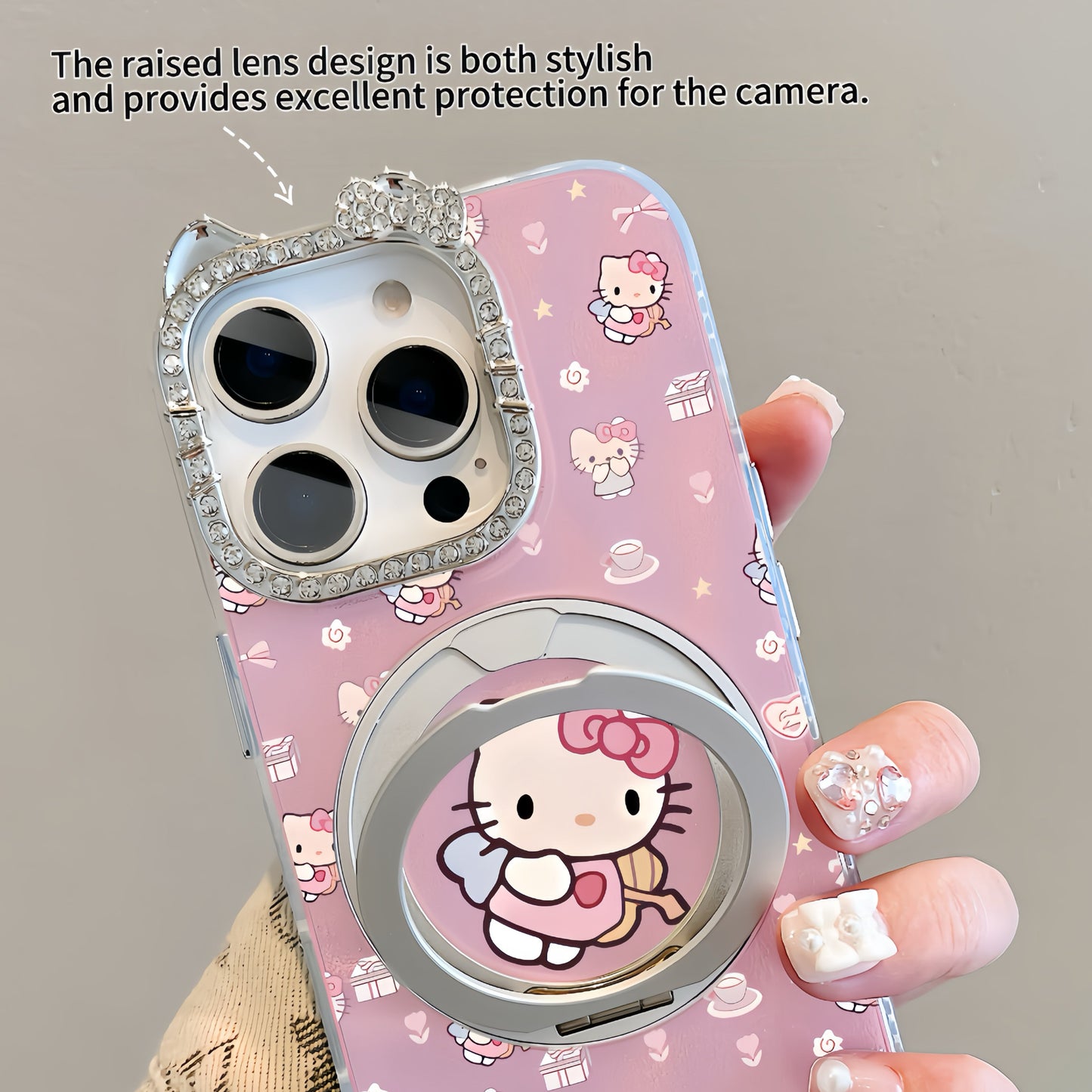 Pink Cupid Kitty Magnetic Holder Phone Case