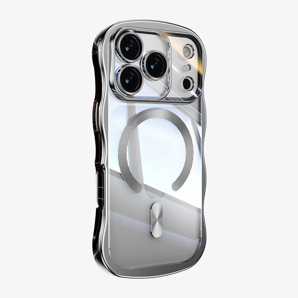 Étui pour iPhone à chargement magnétique électroplaqué en forme de vague