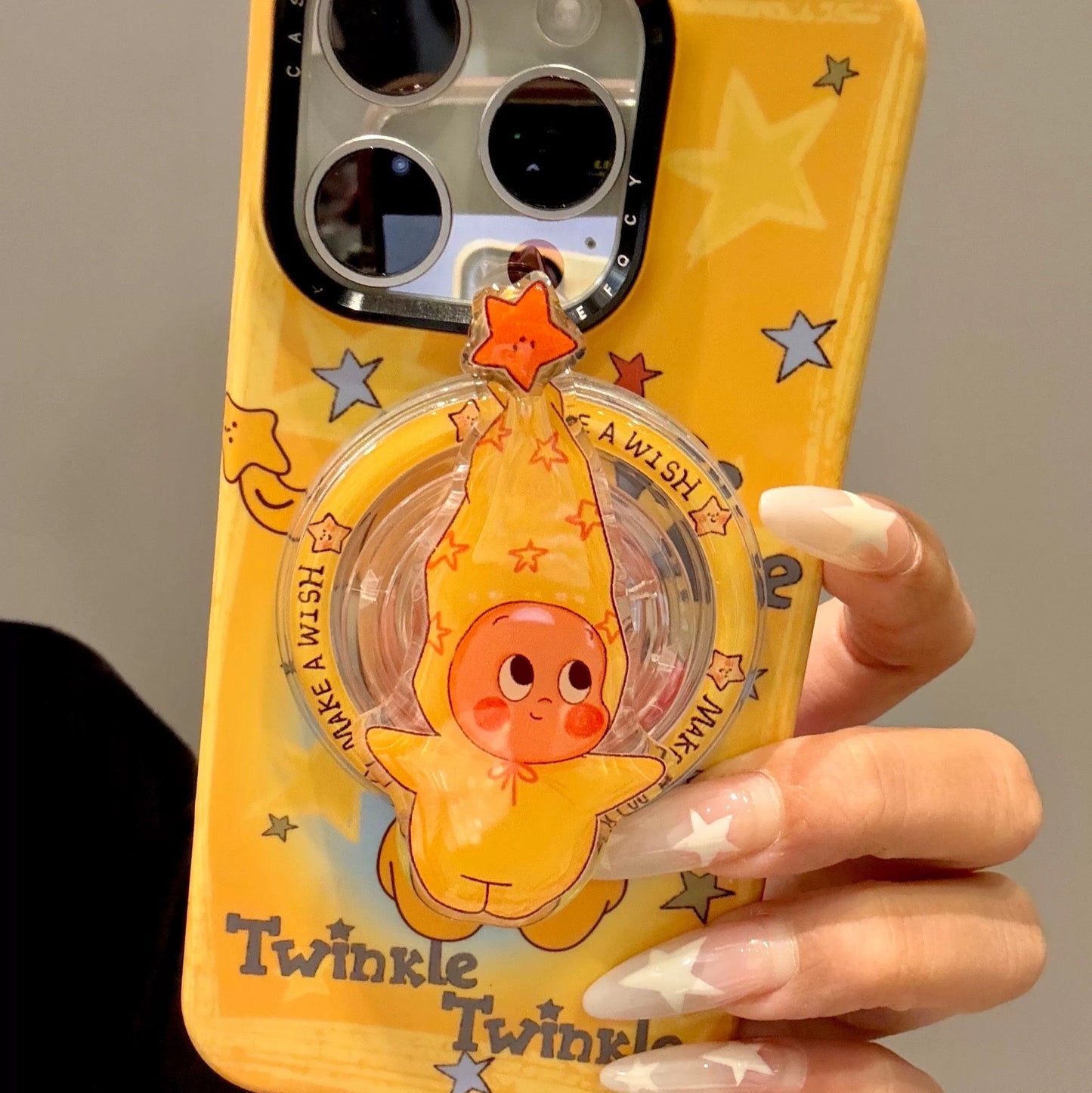Rotating Star Big Head Cute Little Boy Magnetic Phone Case