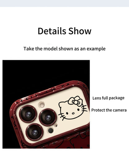 Full-screen Line Kitty flip phone case with mirror and stand
