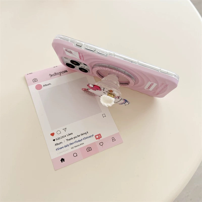 Pink Kitty badminton shuttlecock magnetic phone case