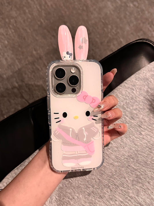 Coque de téléphone mignonne et kawaii avec oreilles de lapin