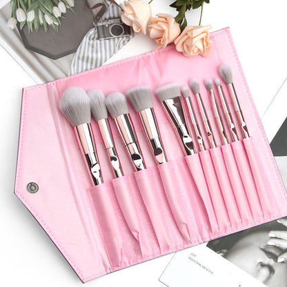 10pcs Pink Makeup Brushes Set With Bag Powder Foundation Blush Eyeshadow Lip Cosmetic Beauty Brush