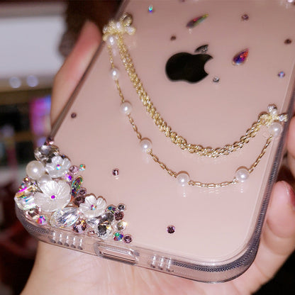 Coque iPhone faite main minimaliste à strass