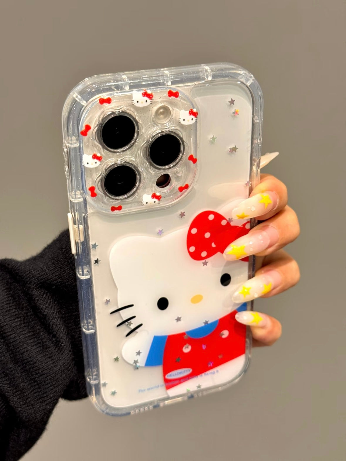 Kitty Glitter Clear Kitty Pattern Lens Cute Kawaii Phone Case