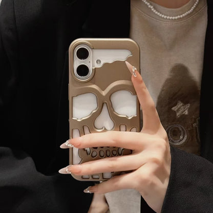 Coque iPhone en TPU ajouré à motif crâne électroplaqué et givré