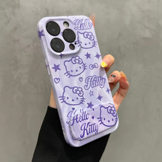 Purple Kitty Cat Mirror Stand Phone Case
