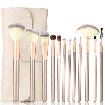 12pcs Persian Hair Makeup Brush Champagne With Brush Bag Cosmetic Brush Set Makeup Tool