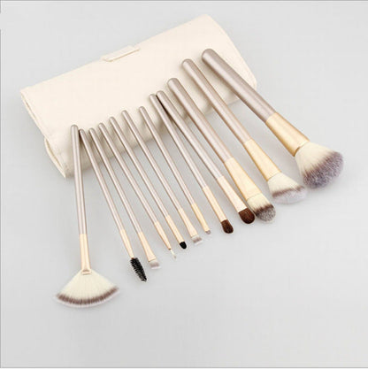 12pcs Persian Hair Makeup Brush Champagne With Brush Bag Cosmetic Brush Set Makeup Tool