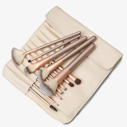 12pcs Persian Hair Makeup Brush Champagne With Brush Bag Cosmetic Brush Set Makeup Tool