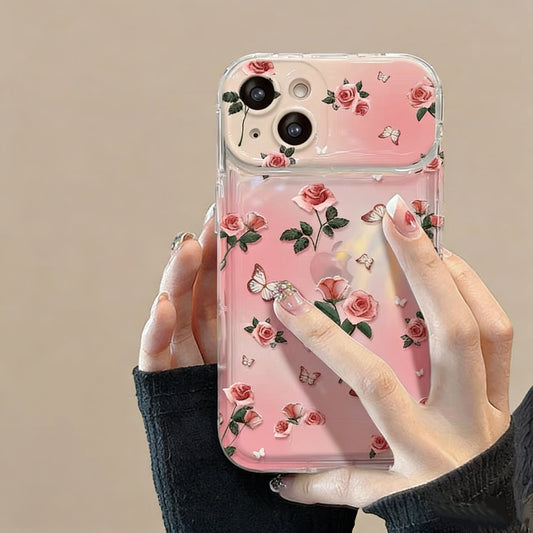 Flip mirror retro rose phone case