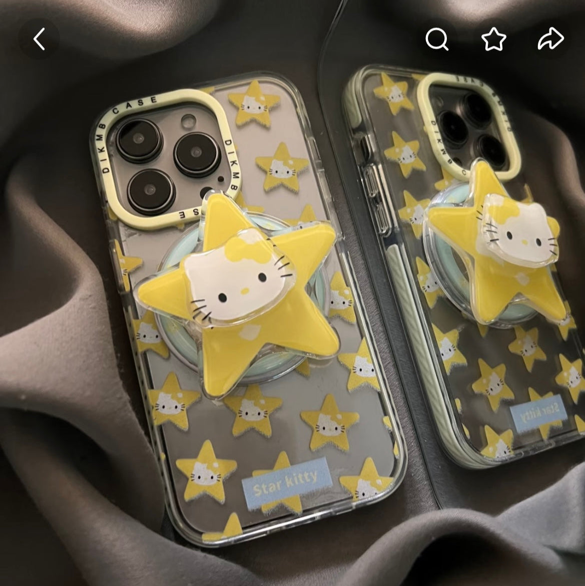Yellow Star Kitty Cat Magnetic Holder Phone Case