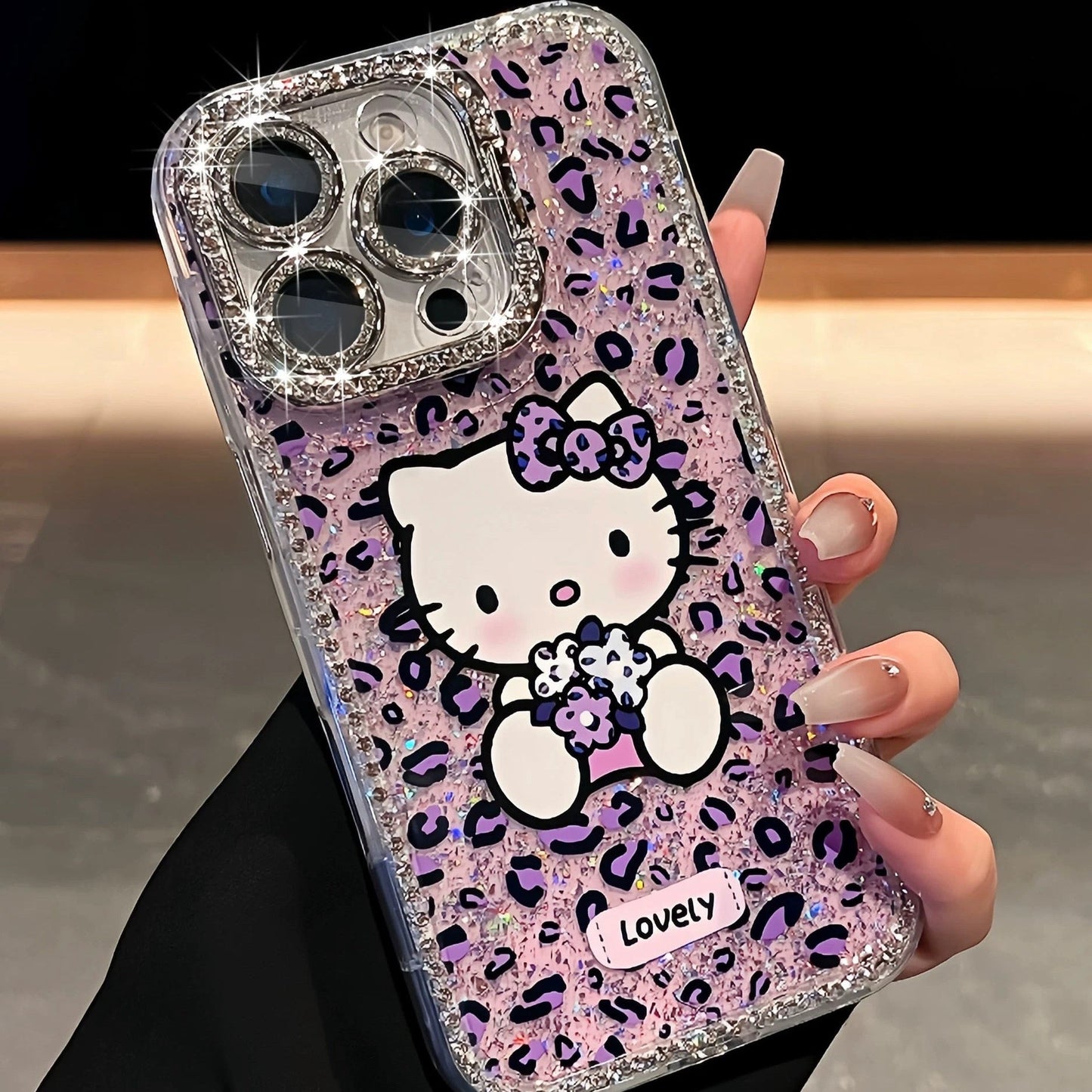 Pink and purple leopard print KT cat full frame bracket