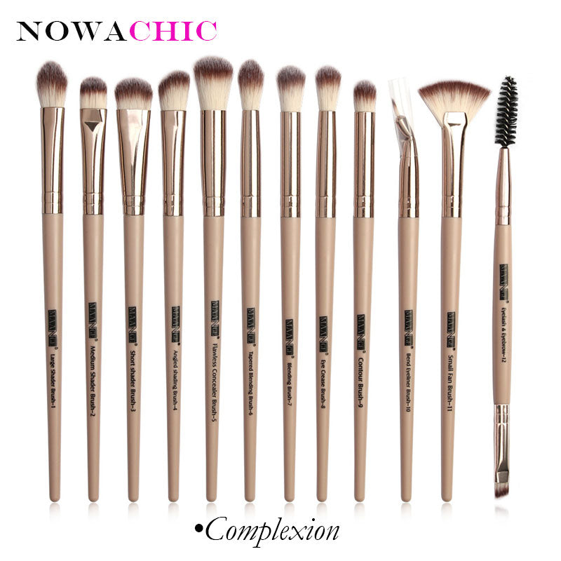 12pcs Pro Makeup Brushes Eyebrow Eyeshadow Eyeliner Blending Crease Kit Eyelash Brush