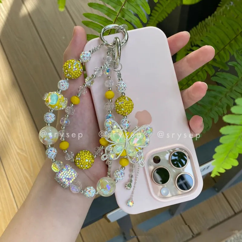 Handmade Diamonds Butterfly Crystal Beads Charm for All Phone Case Pad Case Bumper, DIY Keychian Bag Chain