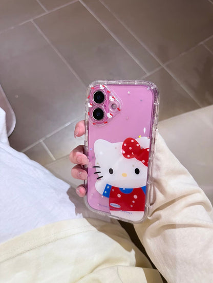 Kitty Glitter Clear Kitty Pattern Lens Cute Kawaii Phone Case