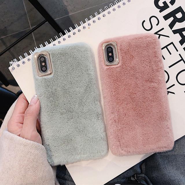 Simple Solid Color Winter Warm Short Plush Soft Protective Case for iPhone 17 16 15 14 13 12 11 Pro Max X Xr 7 8