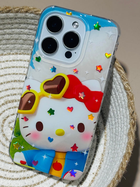 Kitty Sparkly Star Stickers Cute Kawaii Phone Case