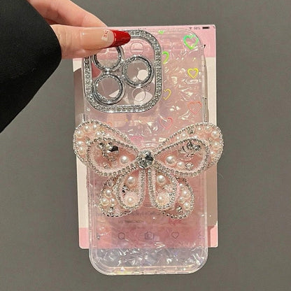 Pink Diamond Bow Stand Bracelet Kitty Phone Case
